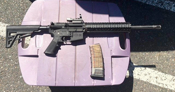 AR-15 rifle and a loaded magazine that were recovered from a suspect in a 2018 shooting incident at the Kent Station parking garage. File photo courtesy of King County Sheriff’s Office