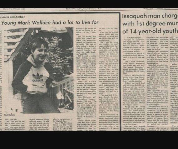 Mark Wallace was murdered by his older brothers friend nearly 40 years ago. Heres a screenshot from a 1985 issue of the Issaquah Press.