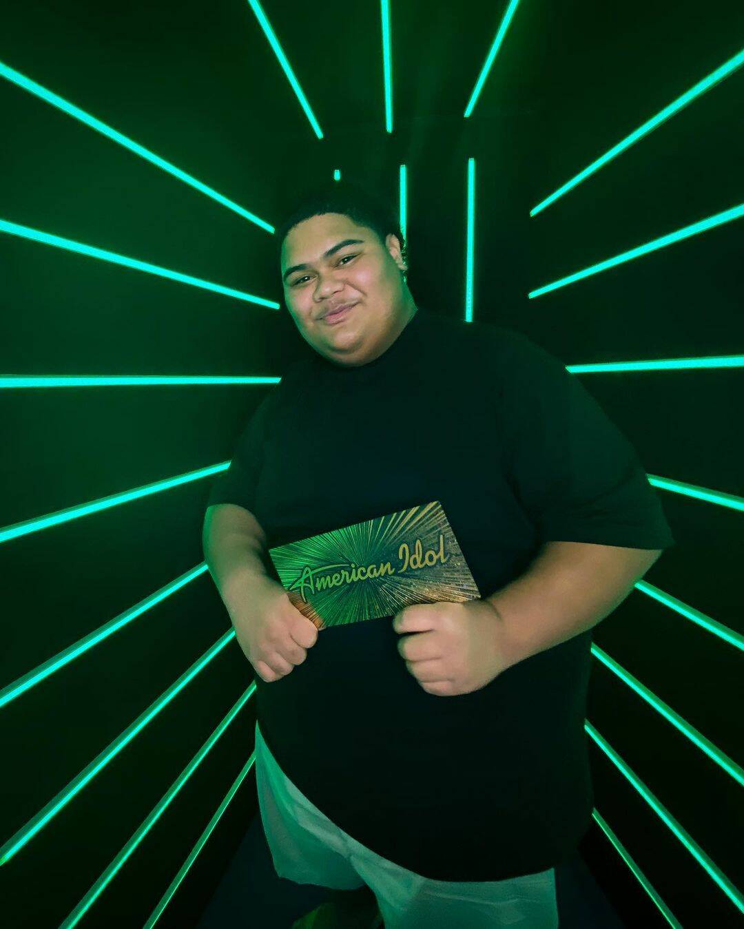 Photo courtesy of Iam Tongi’s Facebook page
Iam Tongi shows off his “Golden Ticket” after auditioning and making it to the next round of competition on “American Idol.”