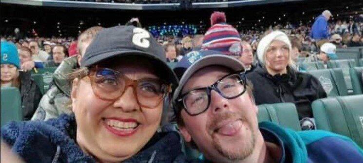 A picture of Leticia Martinez-Cosman sitting next to Brett Michael Gitchel at the March 31 Mariners game, where she was last seen alive. (Courtesy of the Seattle Police Department)