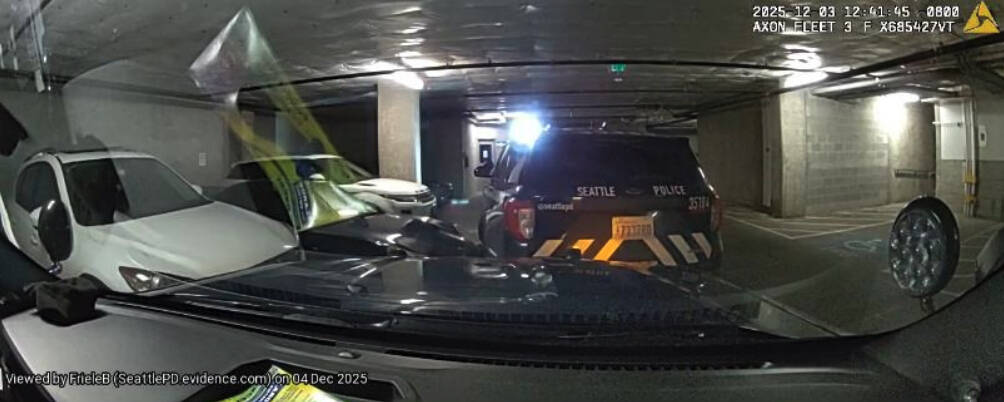 The Porsche Cox was allegedly in hitting a Seattle police vehicle. From charging documents.
