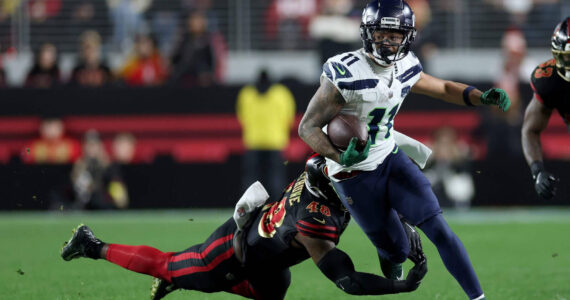 Jaxon Smith-Njigba had at least 72 receiving yards in all but one game this season, including 84 in the finale at San Francisco. Ezra Shaw / Getty Images