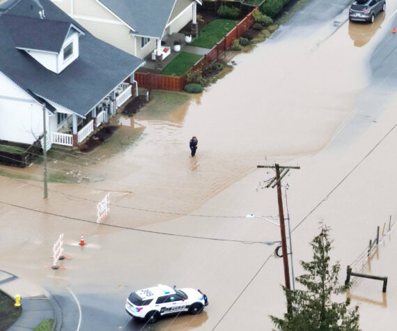 Enumclaw experienced flooding from Boise Creek and sewer overflows during the Dec. 11 flooding. Photo courtesy Enumclaw Police Department