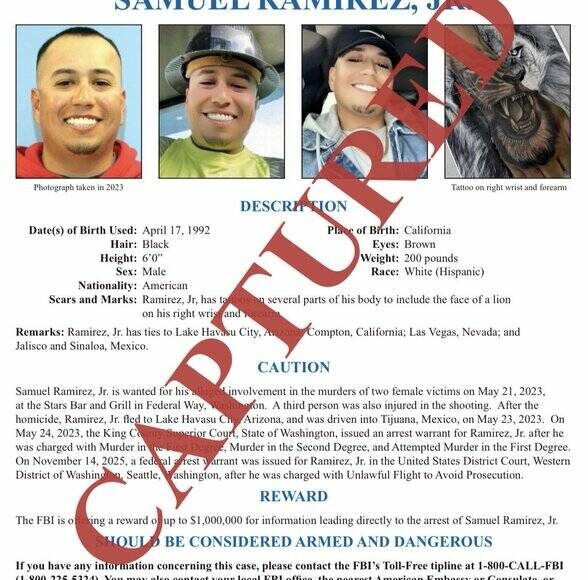 <p>Samuel Ramirez Jr.&rsquo;s FBI wanted poster. Courtesy of the FBI.</p>
                                <p>Federal Way Mayor Jim Ferrell. Photo by Joshua Solorzano/The Mirror</p>