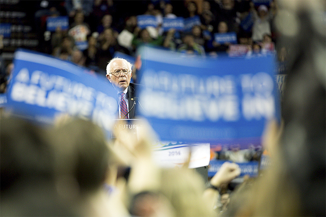 Bernie Sanders speaks at a rally on March 20, 2016 in Seattle.