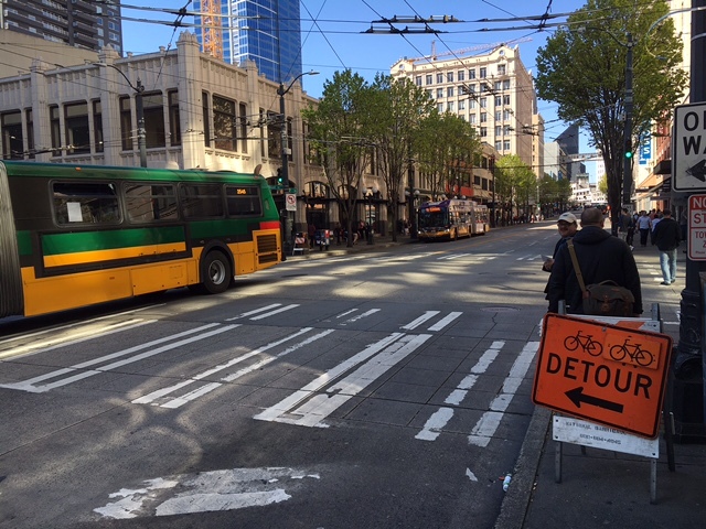 2nd Avenue Protected Bike Lane. Photo by Daniel Person