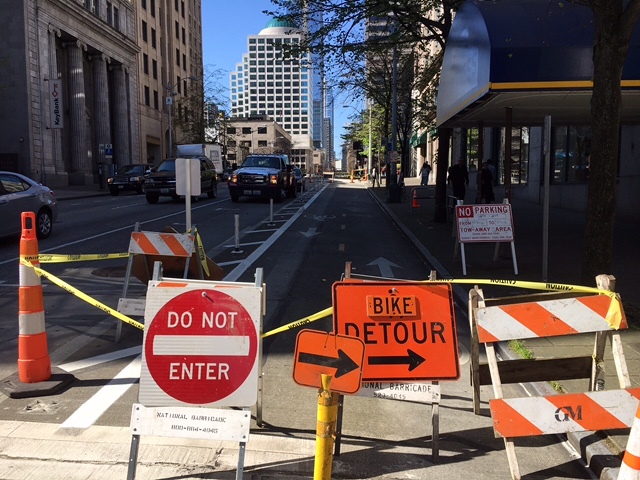 2nd Avenue Protected Bike Lane. Photo by Daniel Person