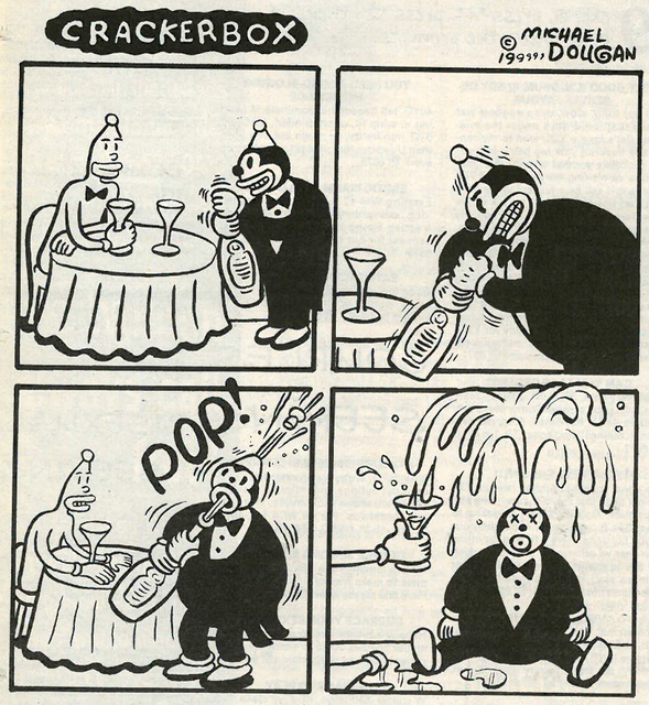 Jan. 6, 2000—Michael Dougan’s Crackerbox series ran in the paper from the late ’90s to 2000. His sock-puppet character appeared in the paper as early as 1984, when Dougan was still primarily a spot illustrator for Seattle Weekly.