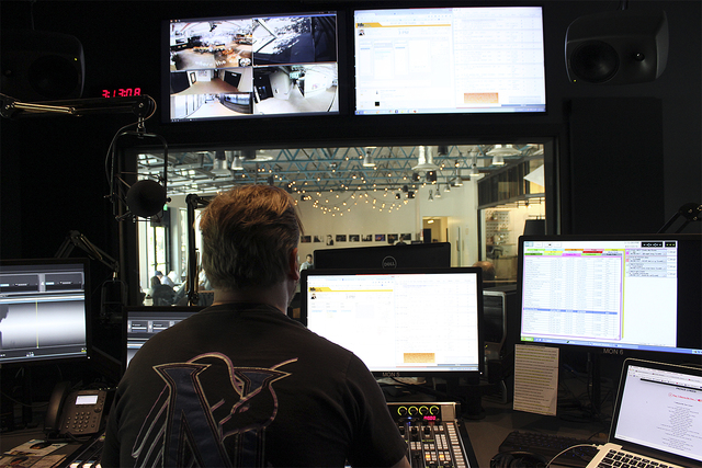KEXP DJ Troy Nelson plays Prince during the station&rsquo;s tribute. Photo by Lindsey Yamada