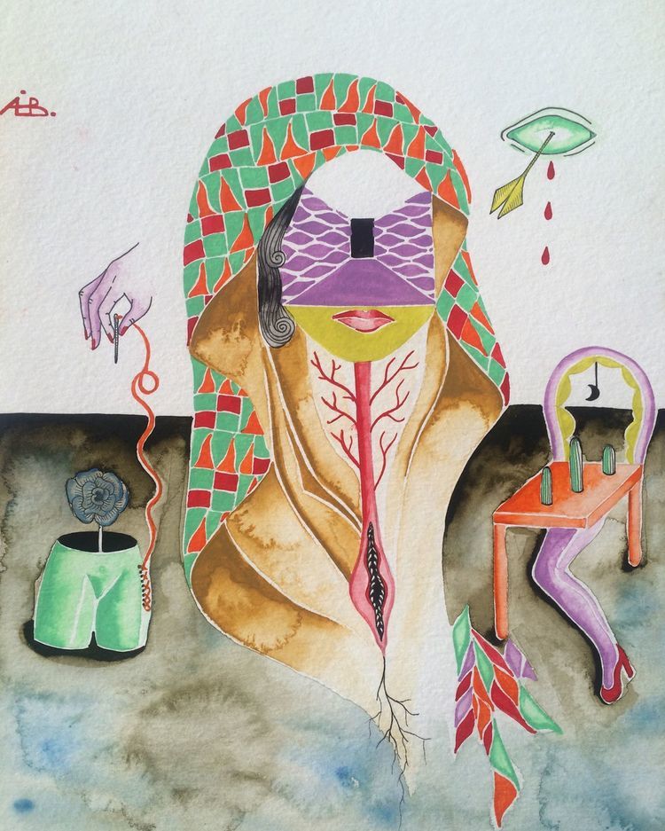 "Untitled" by Al Bee, an excellent local stick-and-poke tattoo artist showing her fine art this Thursday at Cairo.