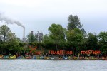 Break Free protesters stand with their kayaks in Anacortes. Photos by Sara Bernard