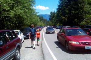 Crowds at Rattlesnake Lake trailhead. Photo courtesy Mountains to Sound Greenway Trust.