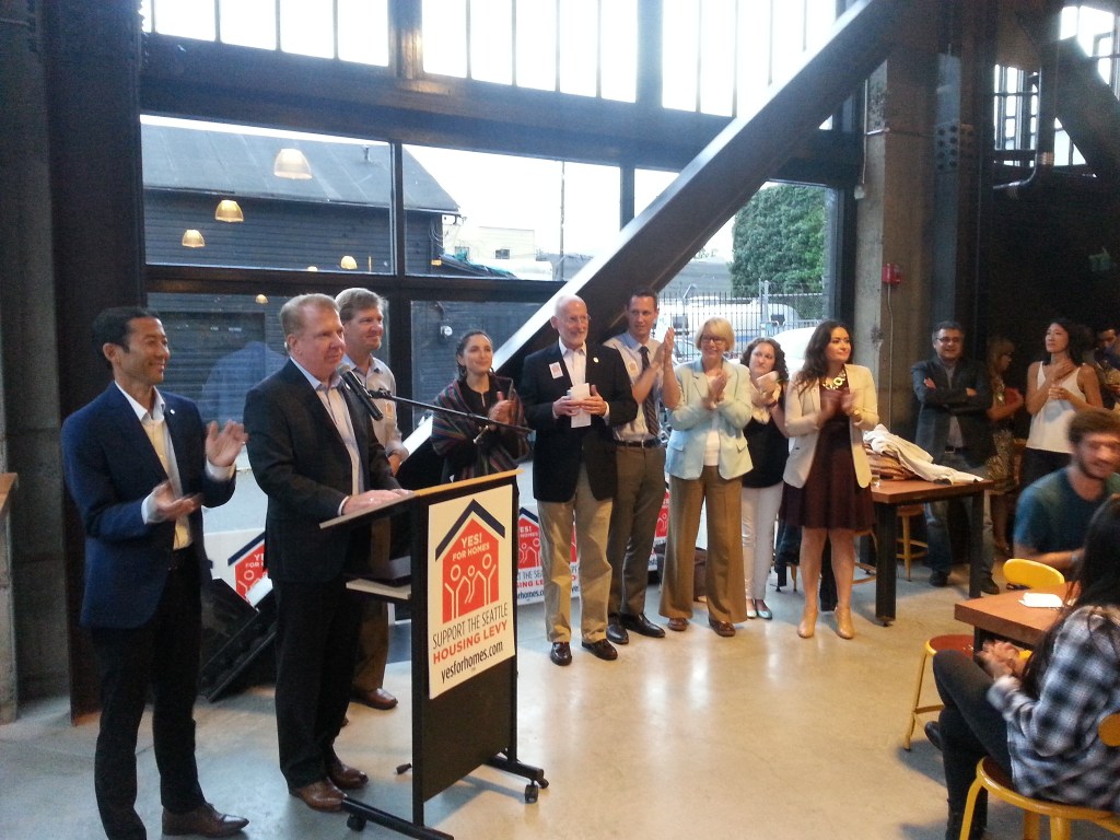 Mayor Murray addresses the crowd. Photo by Casey Jaywork