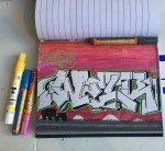 Wildstyle&rsquo;s public sketchbook. Photo by Andrew Callaghan