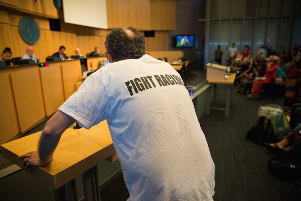 A precinct opponent addresses City Council Monday. Photo by Alex Garland