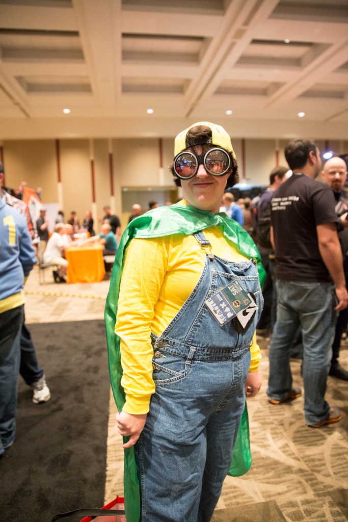 Carol from Newcastle wears her &ldquo;gender-fluid&rdquo; Minion costume.