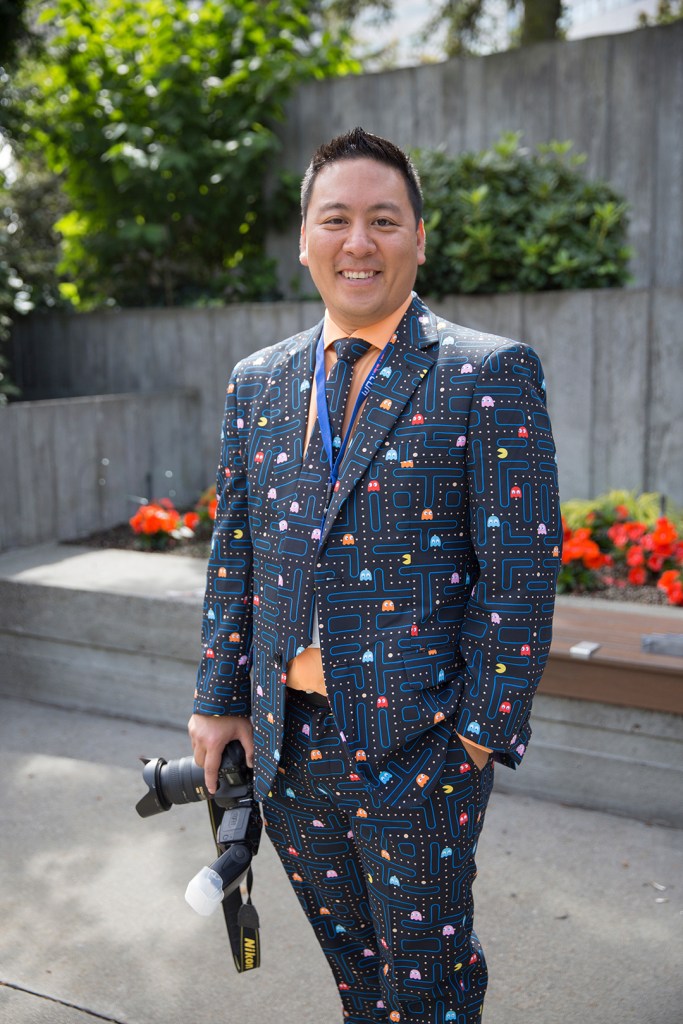 Kazu Arai wears his Pac Man suit while visiting from Vancouver, B.C.
