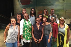 Front, left to right: Dominique Morisseau, Shontina Vernon, Regina Taylor, Lisa B.Thompson, Alma Davenport, Lydia Diamond, Rosalind Bell, Kathya Alexander; Back: Sharon Williams, Chisa Hutchison, Amontaine Aurore, Valerie Curtis-Newton. Courtesy of the Hansberry Project