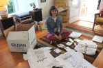 Rachel Ratner prepares the &ldquo;Dump Trump&rdquo; t-shirts and zine/postage stamp packets for her upcoming Punk the Vote series. Photo by Kelton Sears