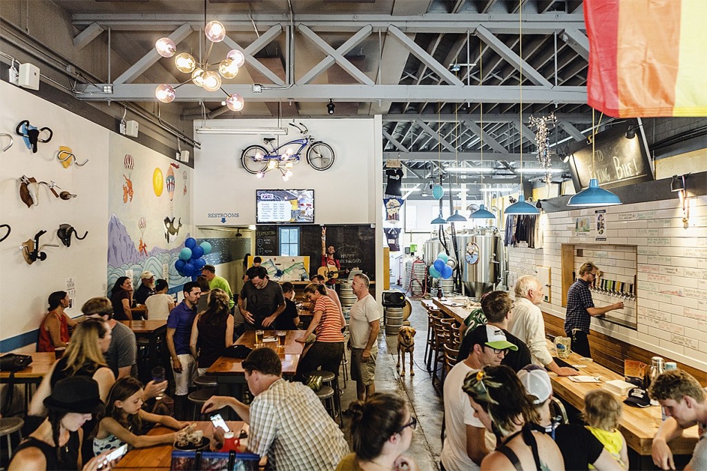 Young and old gather at Flying Bike Cooperative Brewery. Courtesy of Flying Bike