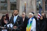 CAIR-WA executive director Arsalan Bukhari speaks on the UW campus Monday. Photo by Sara Bernard.
