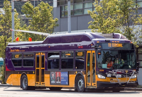 A King County Metro electric trolley. Photo via KingCounty.gov.