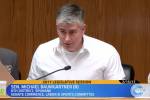 State Senator Mark Baumgartner speaks in favor of his bills to roll back the new minimum wage. Screenshot via TVW.