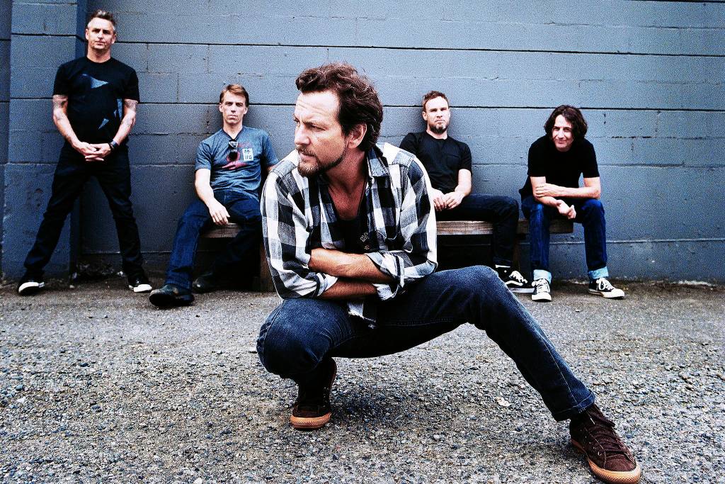 Pearl Jam now, with drummer Matt Cameron (second from left). Photo by Sarah Seiler