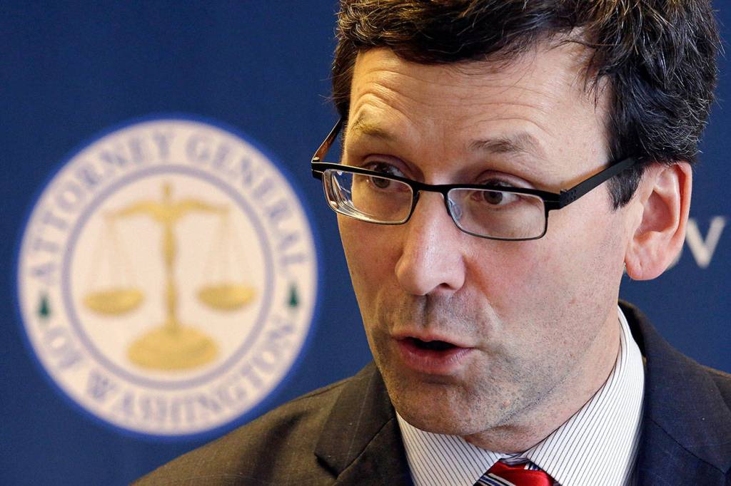 Washington State Attorney General Bob Ferguson speaks about President Trump&rsquo;s new executive order at a news conference Monday, March 6, 2017, in Seattle. (AP Photo/Elaine Thompson)
