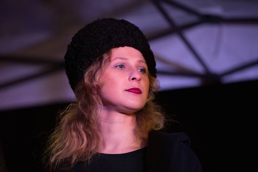 Maria Alyokhina, of the Russian protest group Pussy Riot, addressed the crowd.