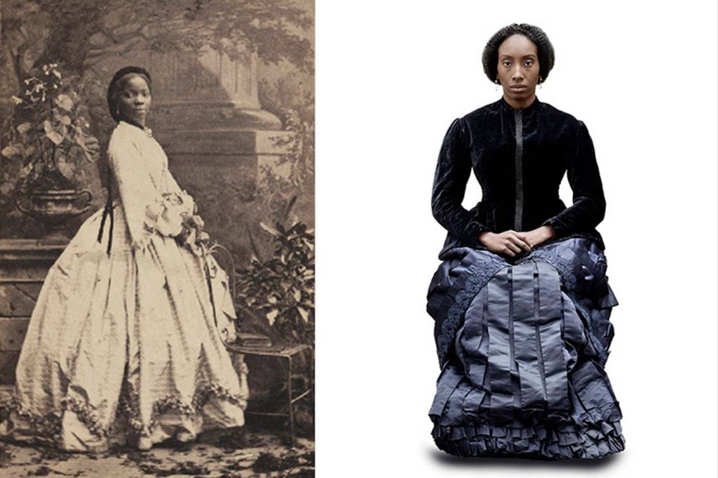 Left: A portrait of Sarah Forbes Bonetta taken by Camille Silvy in 1862. Right: &ldquo;Sarah Forbes,&rdquo; 2016, by Ayana V Jackson. Courtesy Mariane Ibrahim Gallery