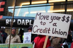 Defund DAPL protest in January 2017. Photo by Sara Bernard