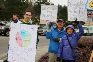 An anti-Trumpcare rally in Issaquah. Nicole Jennings/Issaquah Reporter.