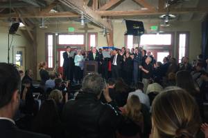 Murray announces he&rsquo;s ending his re-election bid at Alki Bathhouse. Photo by Sara Bernard