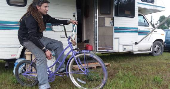 Matt Irvin, an RV camper who moved onto the WSDOT property Thursday. Photo by Casey Jaywork