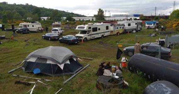 Camp Sanctuary on its first day of existence. Photo by Casey Jaywork