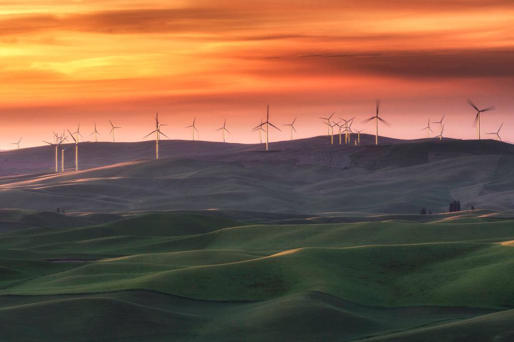 Palouse Wind Farm, eastern Washington. Photo by Chris Weber, Flickr Creative Commons