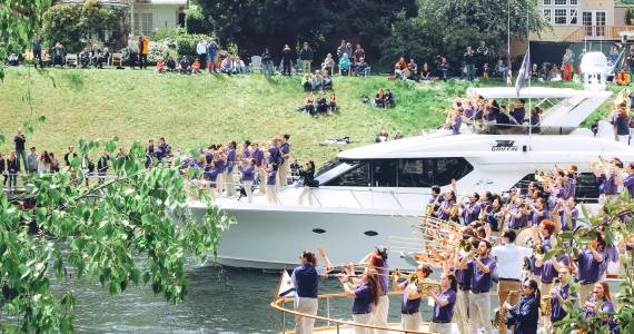 Revelers ring in boat season earlier this spring. Photo by Sofia Lee