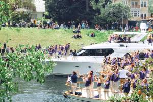 Revelers ring in boat season earlier this spring. Photo by Sofia Lee