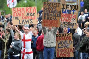 An anti-Muslim rally. Photo via Islamophobia Watch