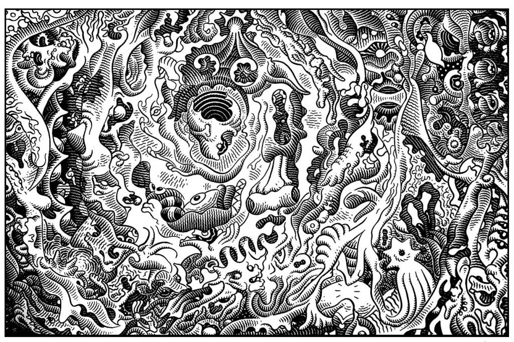 Exhibiting artist Jim Woodring&rsquo;s &ldquo;Vrittis&rdquo; (2017)