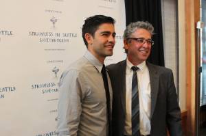Actor Adrian Grenier and Port Commissioner Fred Felleman at Strawless in Seattle launch. Photo by Sara Bernard