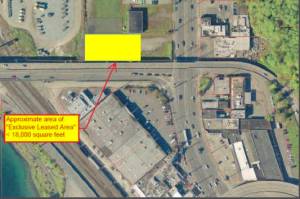 An aerial view of the Tsubota site in Interbay, where Tent City 5 will likely move in November 2017. Screenshot via Port of Seattle