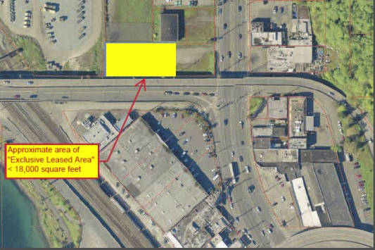 An aerial view of the Tsubota site in Interbay, where Tent City 5 will likely move in November 2017. Screenshot via Port of Seattle
