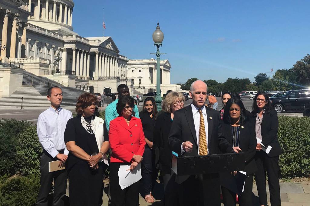 U.S. Rep Adam Smith speaks at a press conference for the Dignity for Detained Immigrants Act. Photo courtesy Smiths office