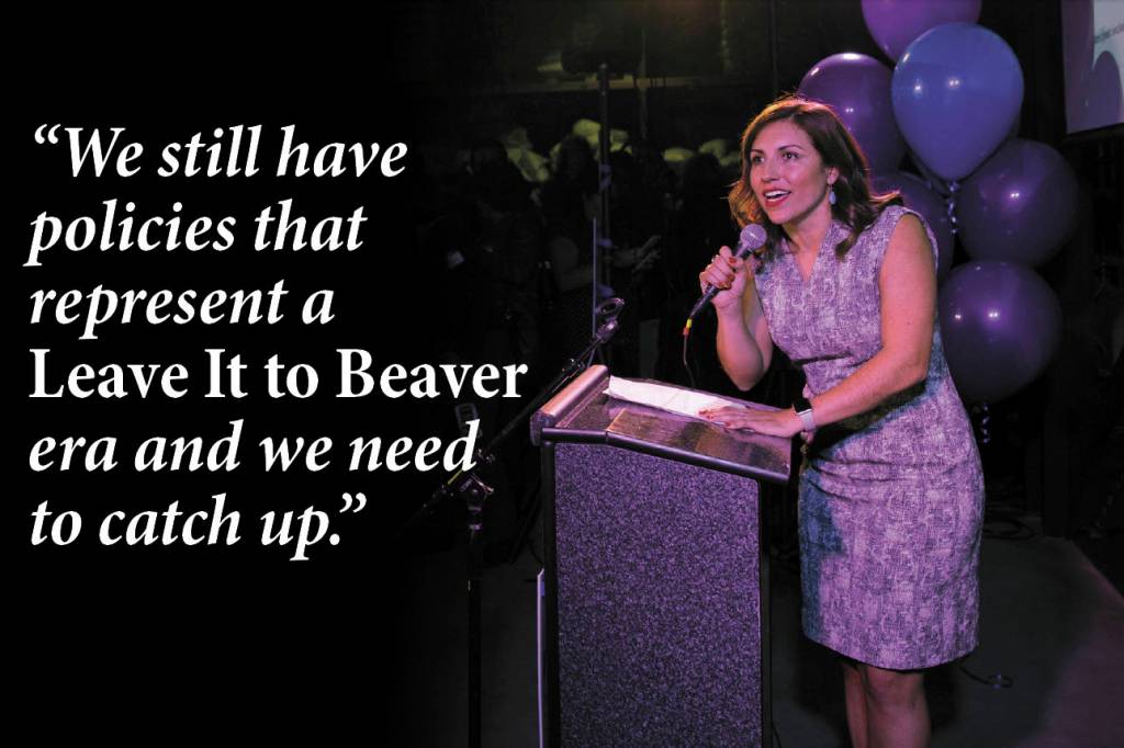 Teresa Mosqueda speaks to her supporters on election night. Photo by Naomi Ishisaka