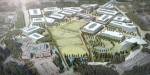 This artist rendering shows the Microsoft planned redevelopment, including the removal of 12 buildings and the construction of 18 new ones, along with open spaces and sports fields. Courtesy of Microsoft                                The updated Microsoft campus will feature 18 new buildings. Courtesy of Microsoft