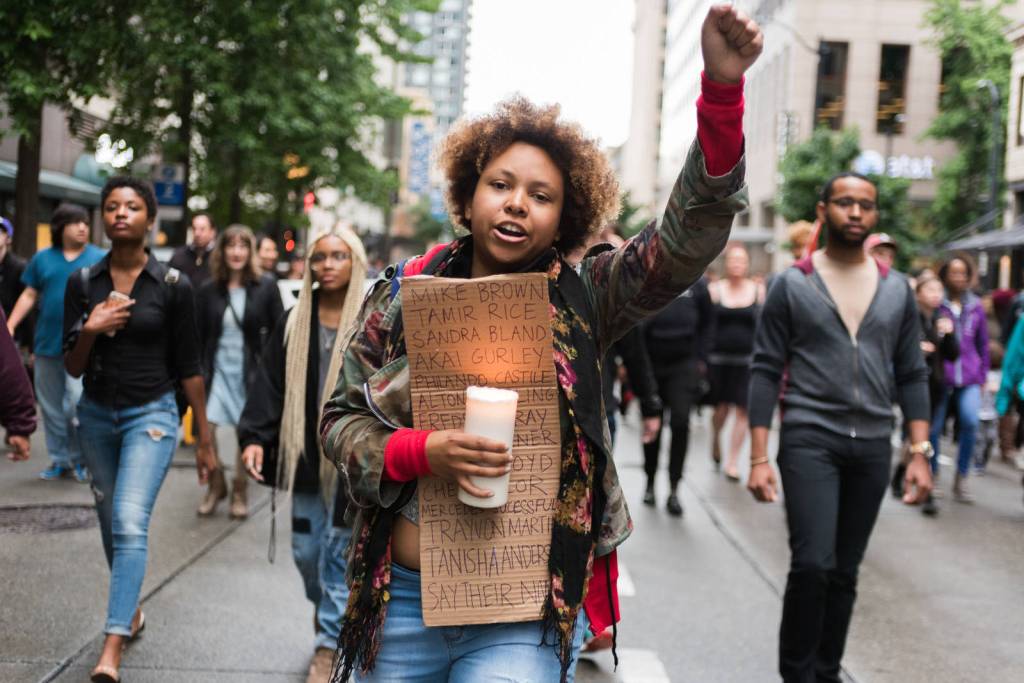 Marchers take to the streets in the summer of 2016. Photo by Ted Zee