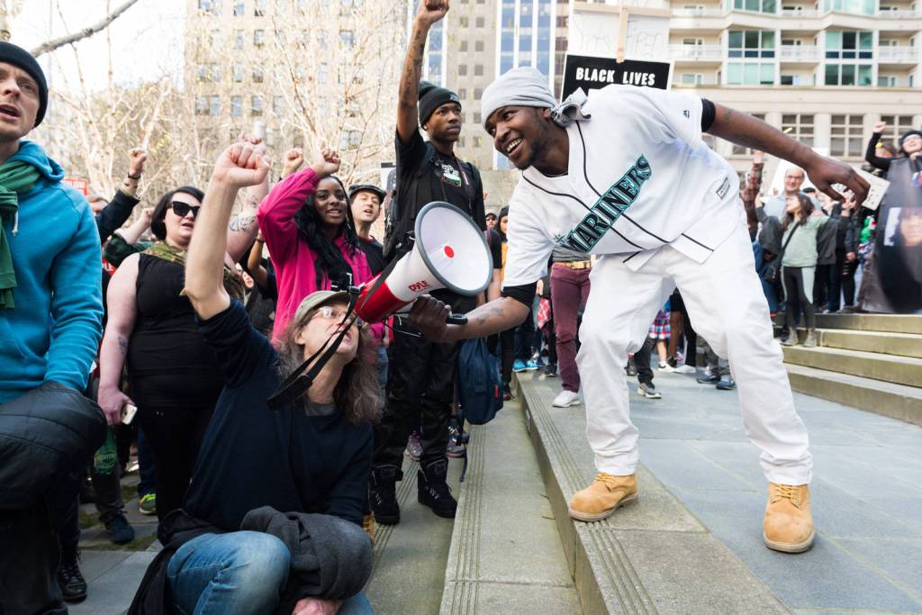 A show of solidarity during the April protest. Photo by Ted Zee