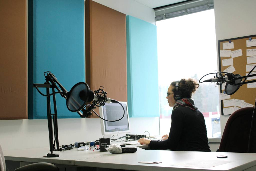 Seattleland host Sara Bernard stitches together the citys stories. Photo by Mark Baumgarten